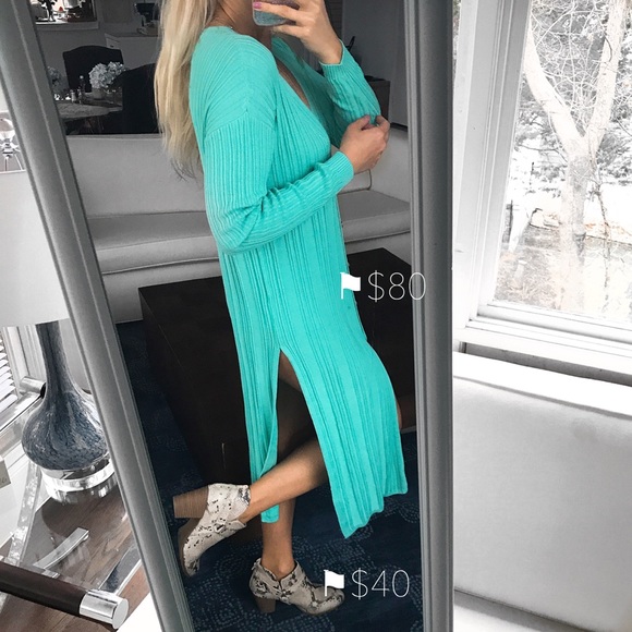 🆕FREE PEOPLE AQUA LIGHT CARDIGAN DUSTER / DRESS - Picture 6 of 8